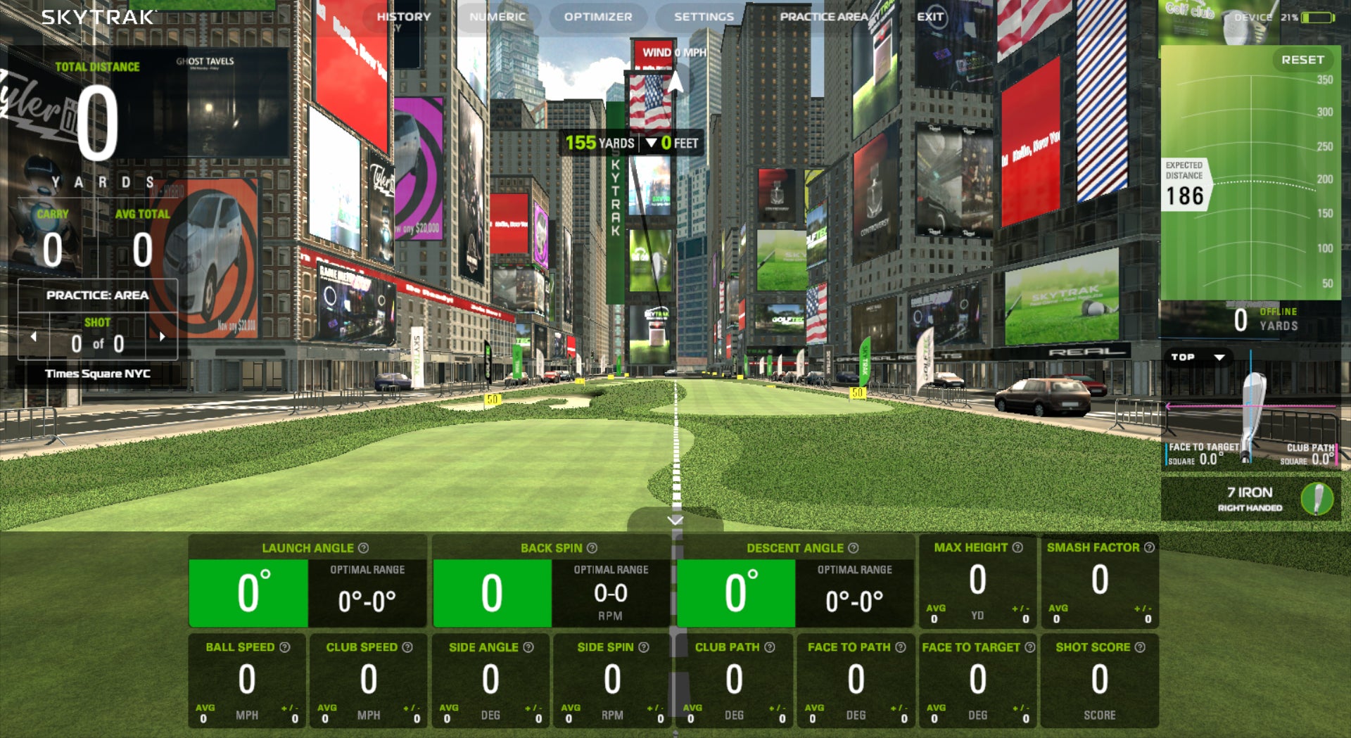 New Times Square driving range on SkyTrak software