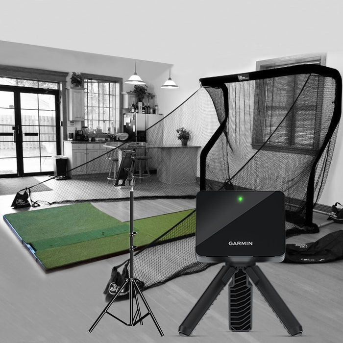 Garmin Approach R10 Golf Launch Monitor PlayBetter Home Net Studio with The Net Return Premium Hitting Net Package