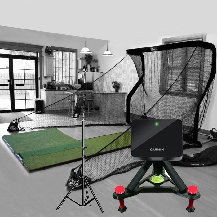 Garmin Approach R10 Golf Launch Monitor PlayBetter Home Net Studio with The Net Return Premium Hitting Net Package