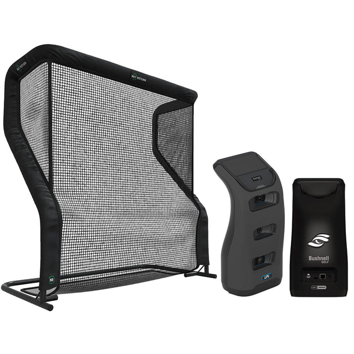 Bushnell LPi Personal Launch Monitor & Simulator Home Net Studio with The Net Return Premium Hitting Net Package