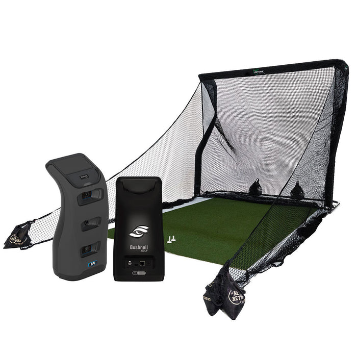 Bushnell LPi Personal Launch Monitor & Simulator Home Net Studio with The Net Return Premium Hitting Net Package