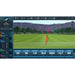 Foresight Sports golf software showing shot data tiles under a virtual representation of a golf shot with a red tracer