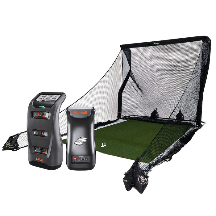 Bushnell Launch Pro Golf Simulator PlayBetter Home Net Studio with The Net Return Premium Hitting Net Package