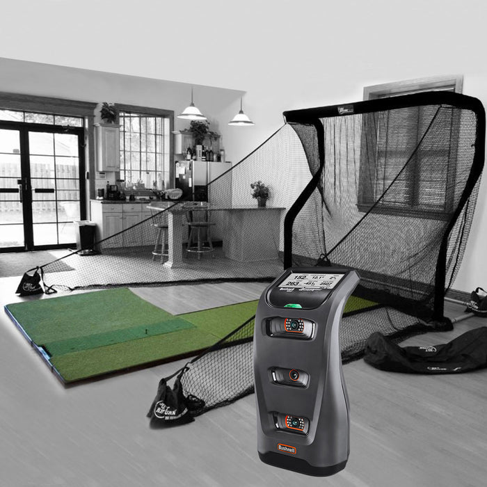 Bushnell Launch Pro Golf Simulator PlayBetter Home Net Studio with The Net Return Premium Hitting Net Package