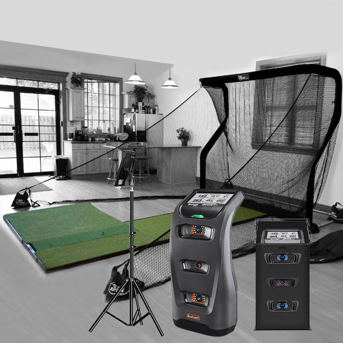 Bushnell Launch Pro Golf Simulator PlayBetter Home Net Studio with The Net Return Premium Hitting Net Package