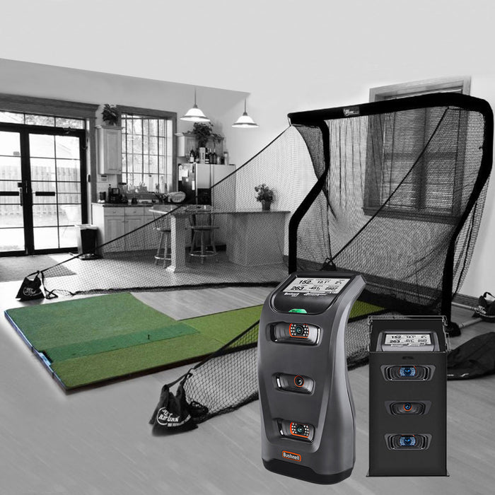 Bushnell Launch Pro Golf Simulator PlayBetter Home Net Studio with The Net Return Premium Hitting Net Package