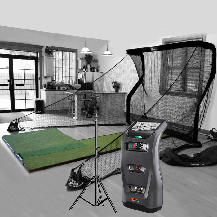 Bushnell Launch Pro Golf Simulator PlayBetter Home Net Studio with The Net Return Premium Hitting Net Package