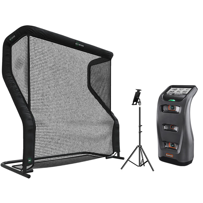 Bushnell Launch Pro Golf Simulator PlayBetter Home Net Studio with The Net Return Premium Hitting Net Package