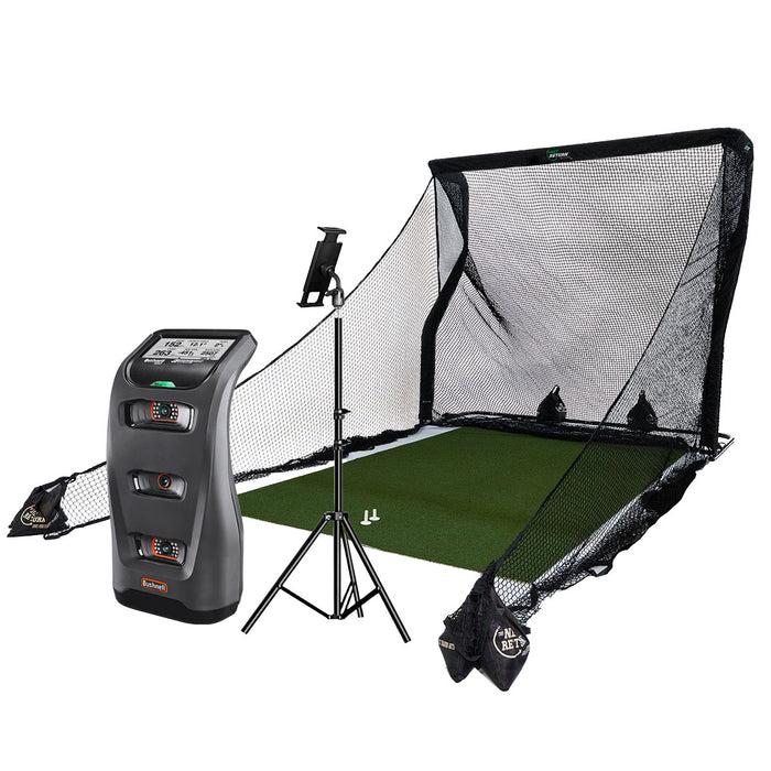 Bushnell Launch Pro Golf Simulator PlayBetter Home Net Studio with The Net Return Premium Hitting Net Package