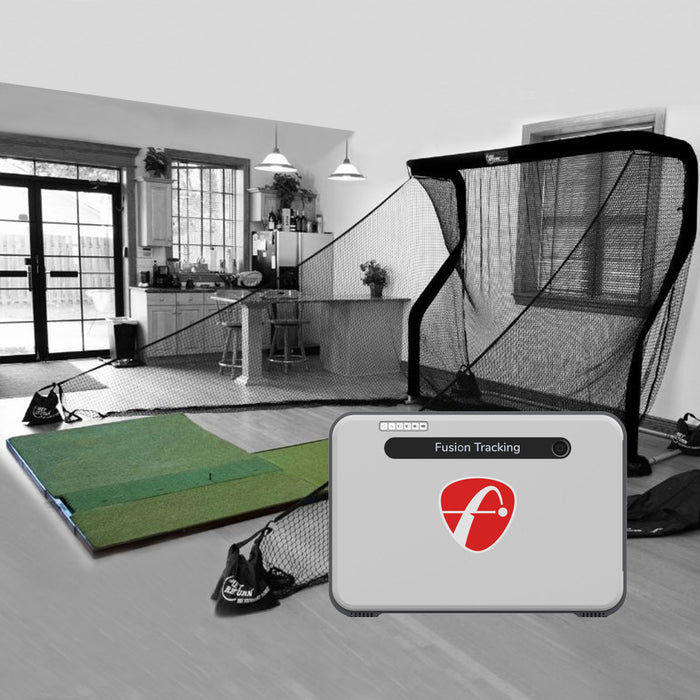 FlightScope Mevo+ (2024 Edition) Golf Launch Monitor PlayBetter Home Net Studio with The Net Return Premium Hitting Net Package