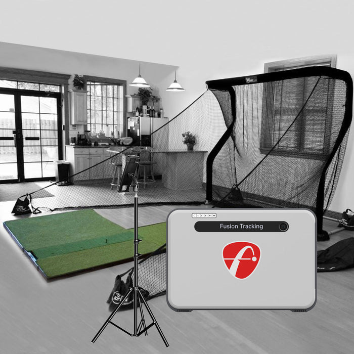 FlightScope Mevo+ (2024 Edition) Golf Launch Monitor PlayBetter Home Net Studio with The Net Return Premium Hitting Net Package