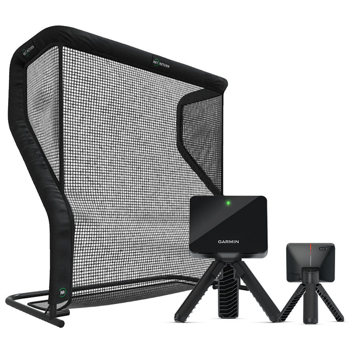 Garmin Approach R10 Golf Launch Monitor PlayBetter Home Net Studio with The Net Return Premium Hitting Net Package