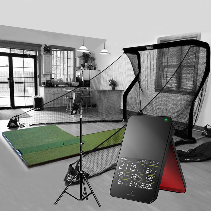 Swing Caddie SC4 PRO Golf Launch Monitor PlayBetter Home Net Studio with The Net Return Premium Hitting Net Package