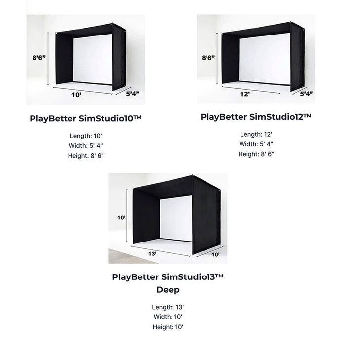 Foresight GCQuad Golf Launch Monitor Studio Package | PlayBetter SimStudio™ with Impact Screen, Enclosure, Side Barriers, Hitting/Putting Mats & Projector