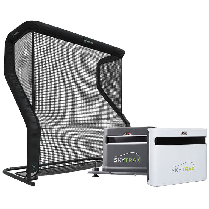 SkyTrak+ Golf Launch Monitor PlayBetter Home Net Studio with The Net Return Premium Hitting Net Package