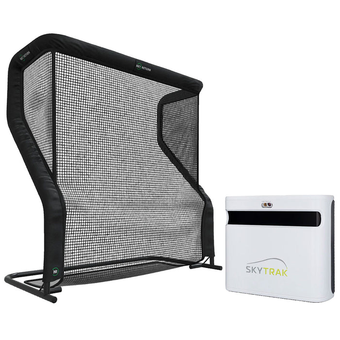 SkyTrak+ Golf Launch Monitor PlayBetter Home Net Studio with The Net Return Premium Hitting Net Package