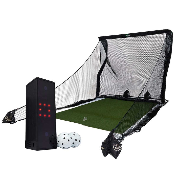 Square Golf Simulator & Launch Monitor Home Hitting Net Studio with The Net Return Premium Package