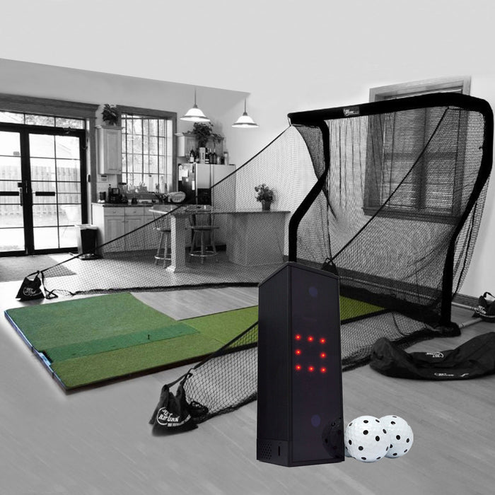 Square Golf Simulator & Launch Monitor Home Hitting Net Studio with The Net Return Premium Package