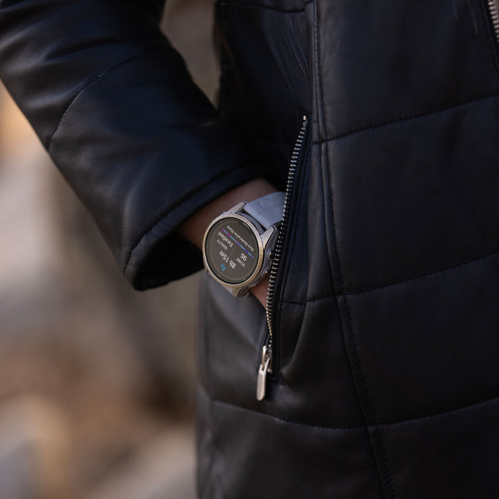 Garmin Fenix 7S Pro Sapphire Solar 42mm Leather Strap Watch