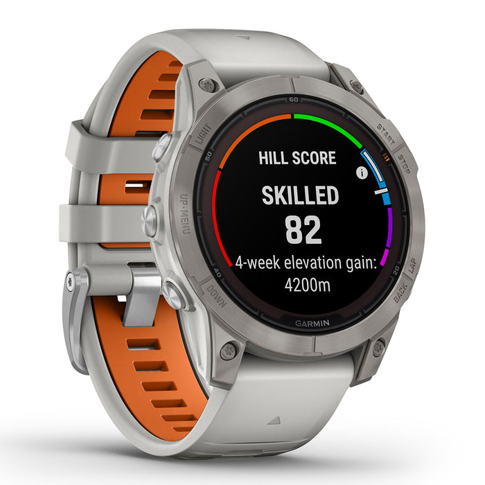 Garmin Fenix 7 Pro Sapphire Solar (Fog Gray/Ember Orange) Multisport GPS Smartwatch | Bundle with PlayBetter Screen Protectors & Portable Charger