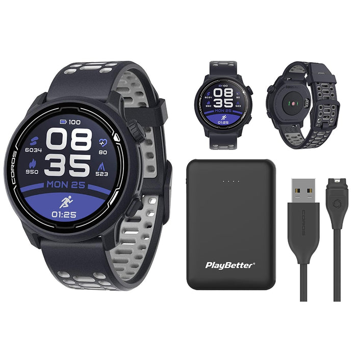 Coros Pace 2 Sport GPS Smartwatch, Blue Steel / +Portable Charger 