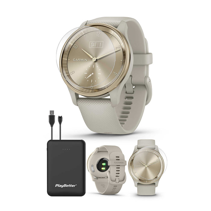 Garmin vivomove Trend (Slate/Black) Hybrid Smartwatch  Bundle with  PlayBetter Portable Charger & HD Screen Protectors 